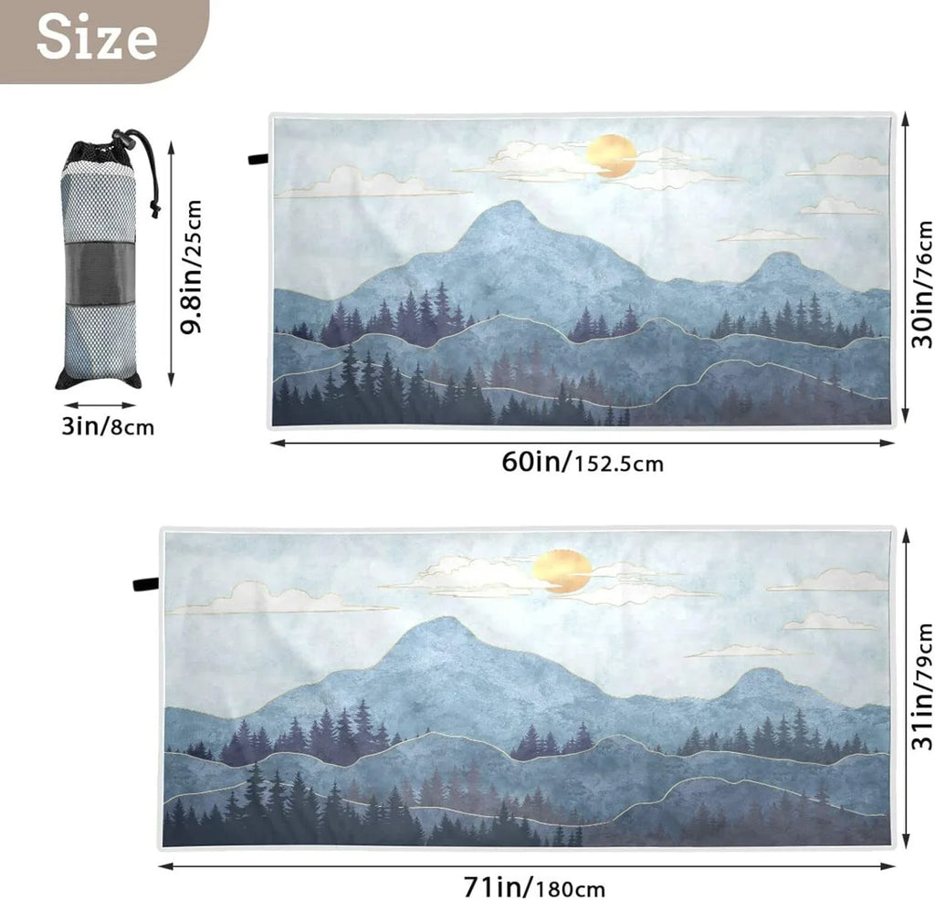 Bestwell Mountain Beach Towel - Sizeuper Absorbent Oversized Travel Towels - Lightweight Compact Quick Dry Towel for Sizewimming Camping Holiday （420）