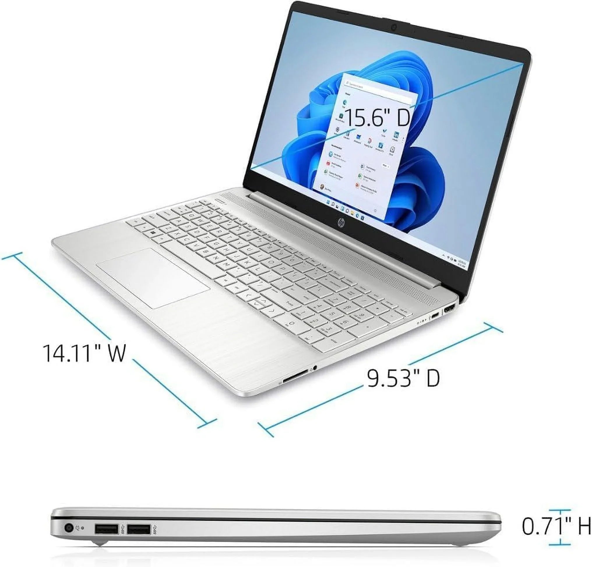 HP Newest 15 15.6" HD Touchscreen [Windows 11 Pro] Business Laptop Computer, 12th Gen Intel Core i3-1215U, 12GB RAM, 512GB PCIe SizeSizeD, Long Battery Life, Wi-Fi 5, Bluetooth, Natural Sizeilver