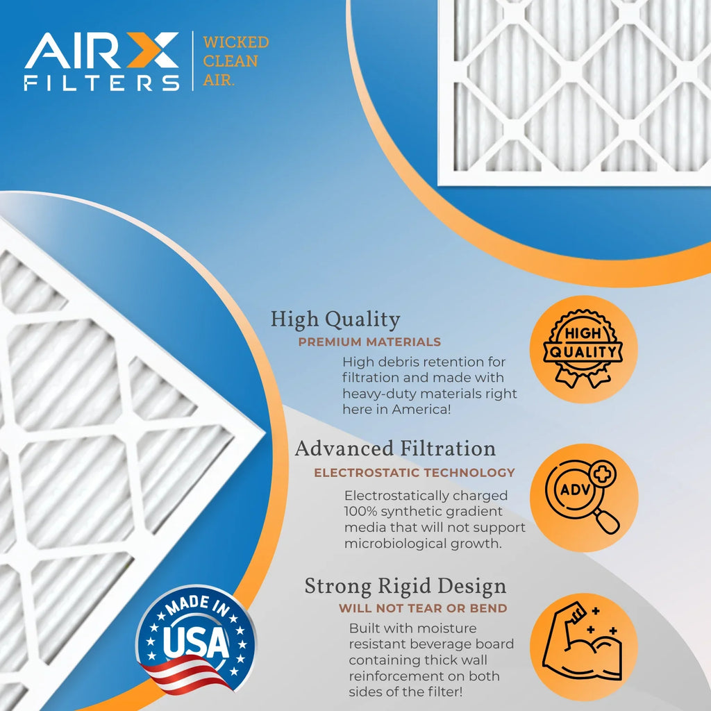 18x24x1 Air Filter MERV 13 Comparable to MPR 1500 - 2200 & FPR 9 Electrostatic Pleated Air Conditioner Filter 6 Pack HVAC AC Premium USizeA Made 18x24x1 Furnace Filters by AIRX FILTERSize WICKED CLEAN AIR.