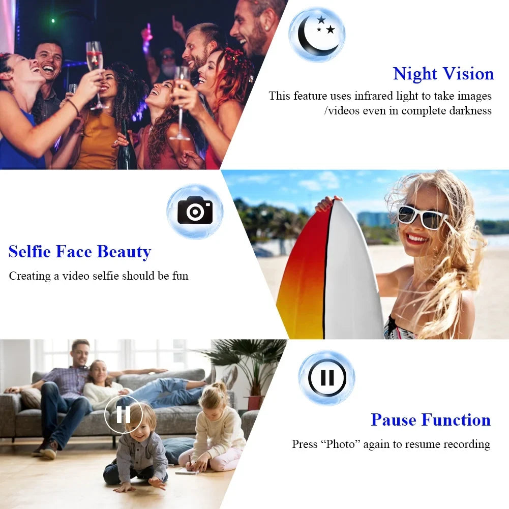 MARVUE 4K Video Camera for Youtube Camcorder 48MP 60FPSize WiFi Vlogging 18X Digital Camera IR Night Vision