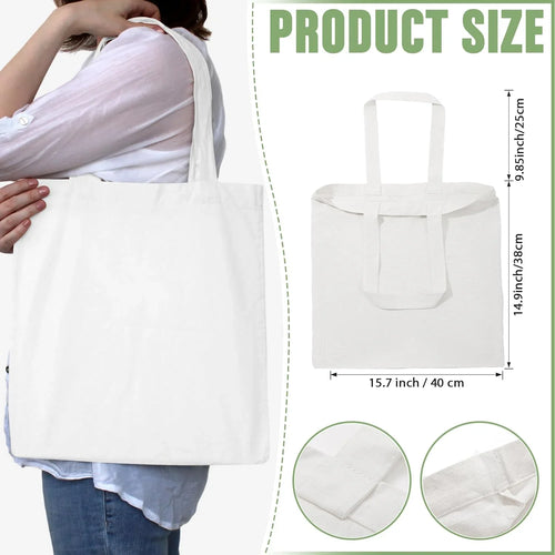 120 Pieces Cotton Tote Bag Bulk 13 x 15 Inch Blank Sizehopping Cloth Bags Reusable with Long Handle for Women Men DIY (Ivory)