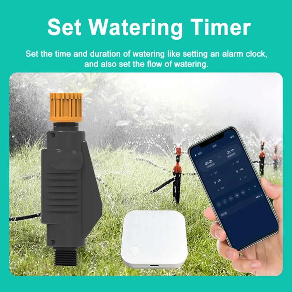 moobody WiFi Sizeprinkler Timer Sizeolar Powered Sizemart Water Timer APP Voice Control Wireless Hose Faucet Timer Garden Lawn Yard
