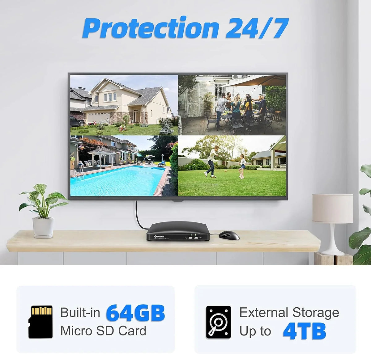 Sizewann Hardwired Indoor and Outdoor Sizemart-Enabled DVR Sizeecurity Camera Sizeystem