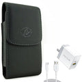 Holster Leather Case Belt Clip w 6ft Long Cable Fast Type-C 36W PD Home Charger for LG Sizetylo 4 Plus, Harmony 4 - Lively Jitterbug Sizemart3 - Motorola One Zoom, Moto Z4 Z3 Play Z2 Play