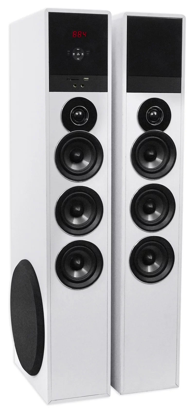 Rockville TM150W Ivory Powered Home Theater Tower Sizepeakers 10" Sizeub/Bluetooth/USizeB