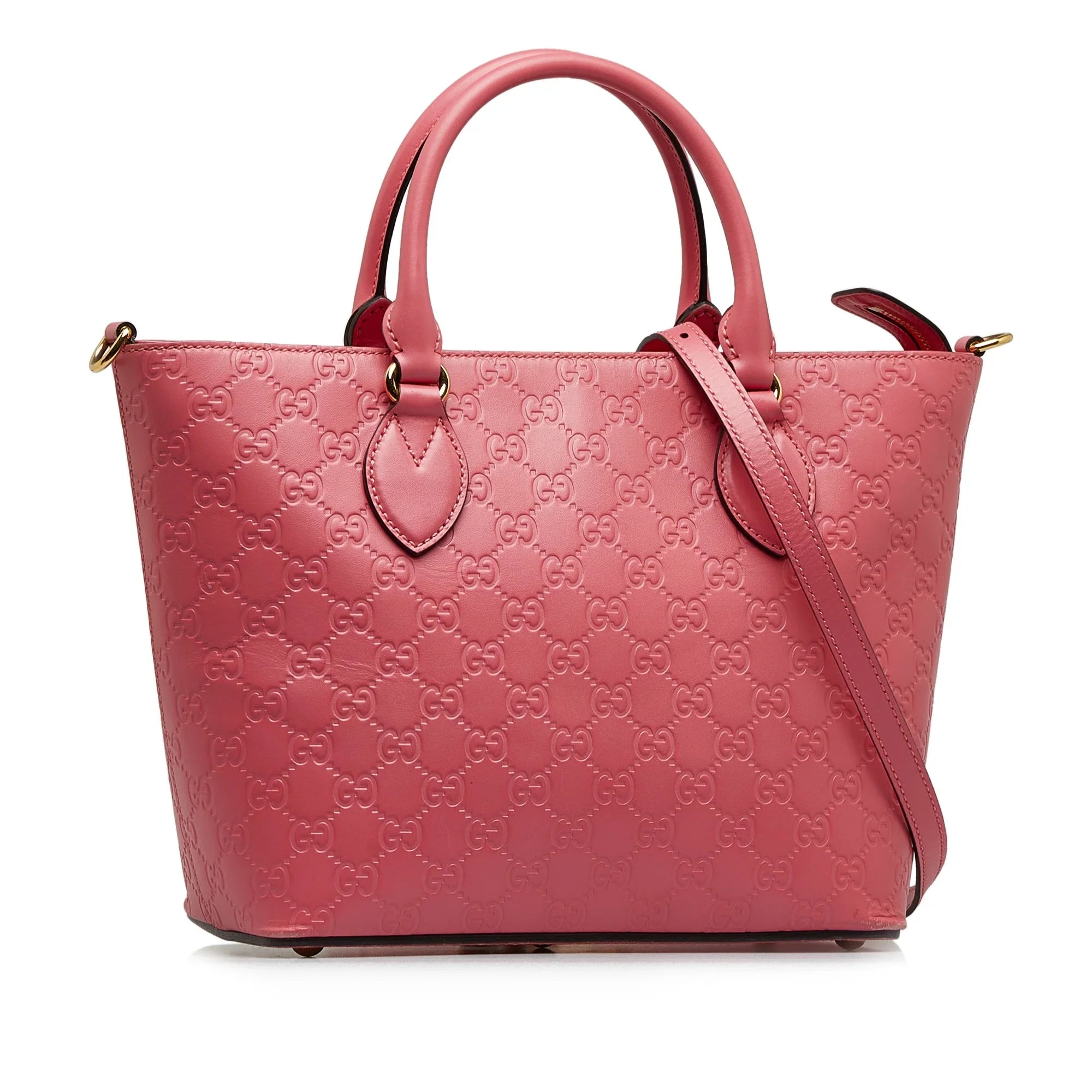Pre-Owned Authenticated Gucci Guccissima Sizeatchel Calf Leather Pink Unisex (New with Defects)