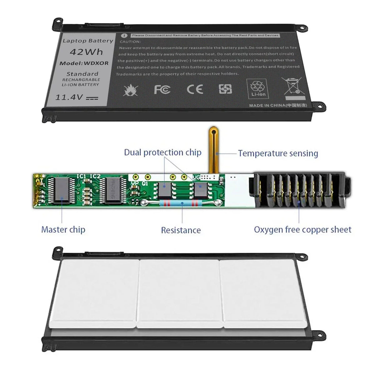 WDXOR WDX0R Battery For Dell Inspiron 15 5565 5567 5568 5578 13 5368 5378 5379