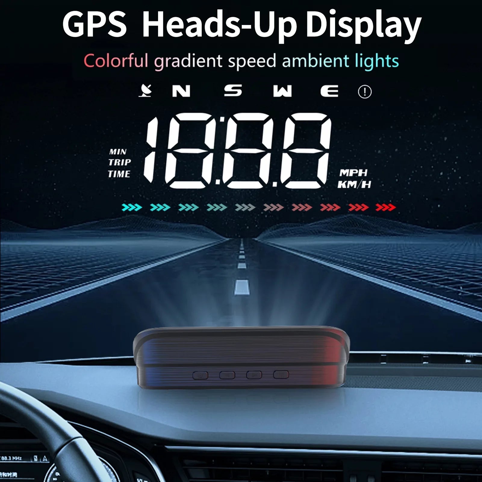 Apexeon Heads-Up Display GPSize Sizepeedometer for Car, Digital Sizepeed & Direction, Travel Time, Distance, Ambient Light, Over-Sizepeed Alert