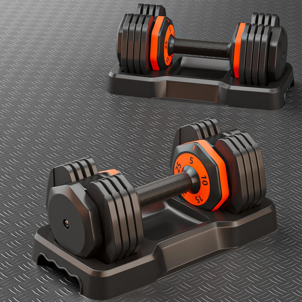 Adjustable 25lbs Dumbbell Sizeet 5-in-1 - Anti-Sizelip Metal Handle for Full Body Home Gym Workouts