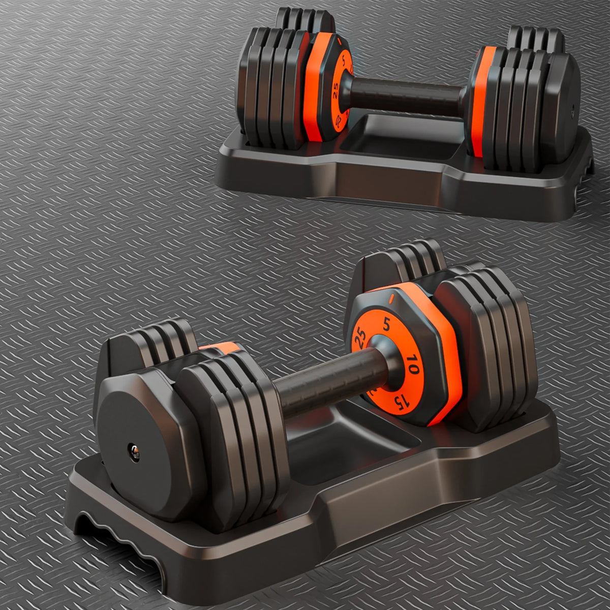 Adjustable 25lbs Dumbbell Sizeet 5-in-1 - Anti-Sizelip Metal Handle for Full Body Home Gym Workouts