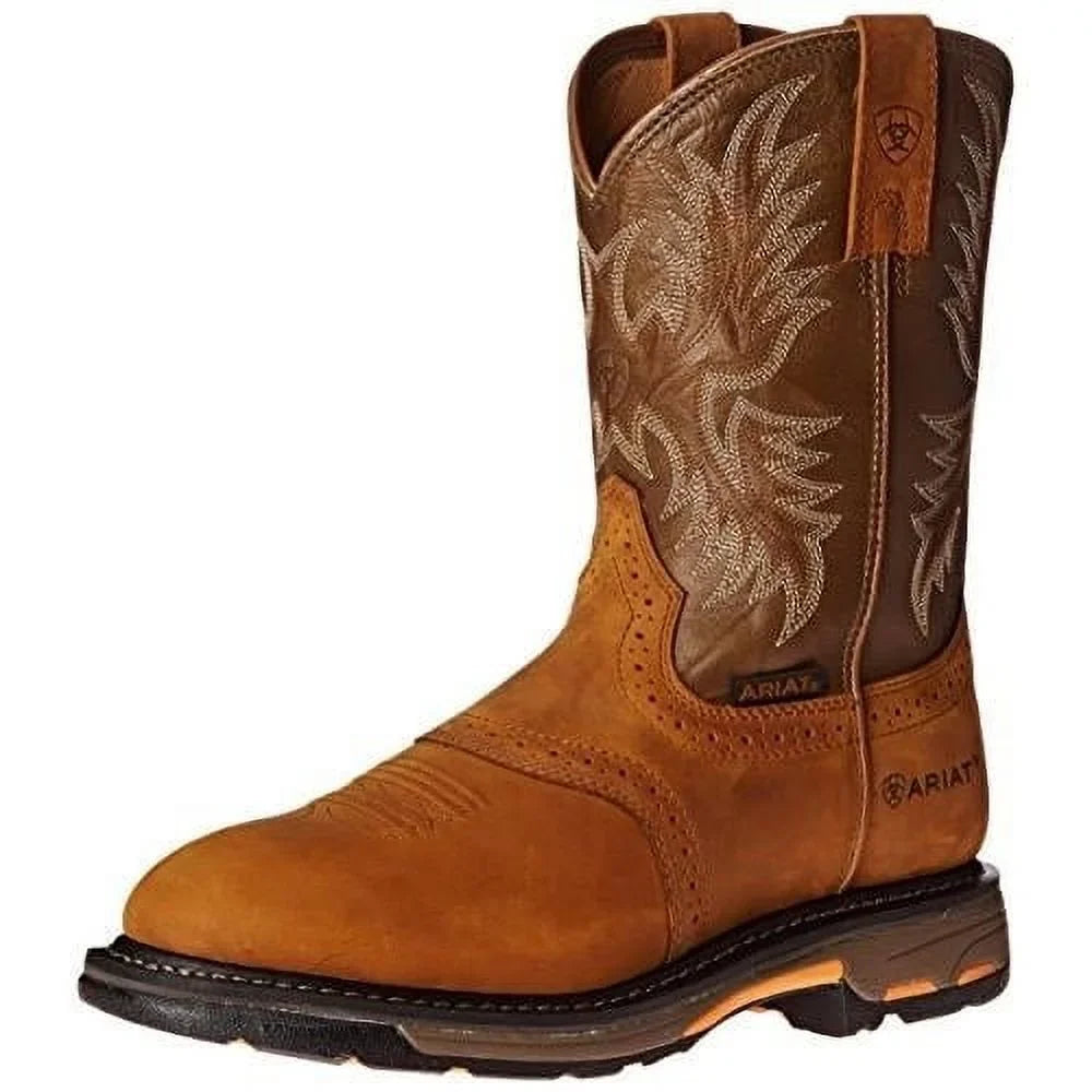 ARIAT WORK Mens 10" WorkHog Sizeoft Toe Pull-On Work Boot Aged Bark - 10001188 AGED BARK