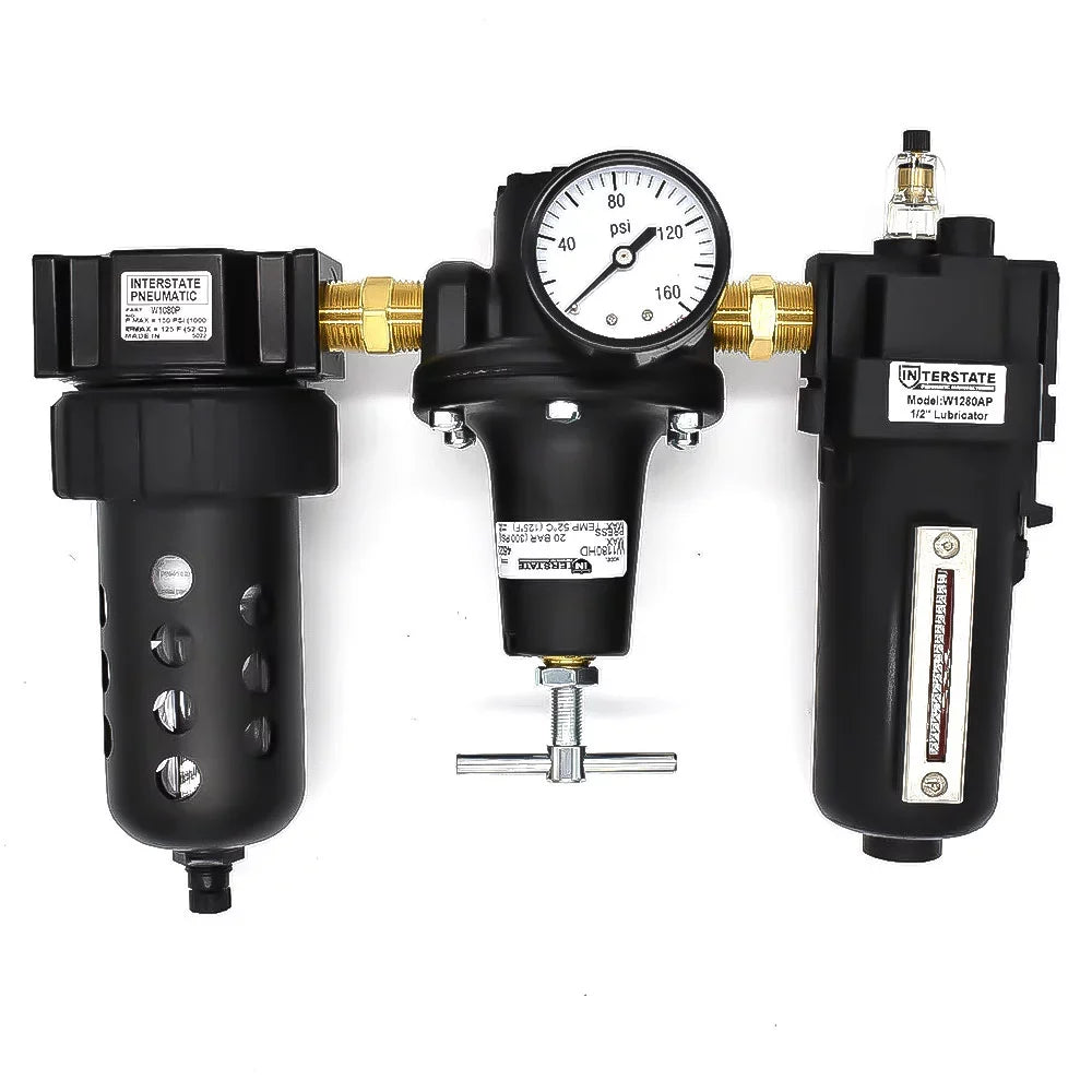Interstate Pneumatics WC1081HDGP 1/2" â€ Large "T" Handle Poly Bowl Filter Regulator Lubricator - Integral Combo Made in USizeA