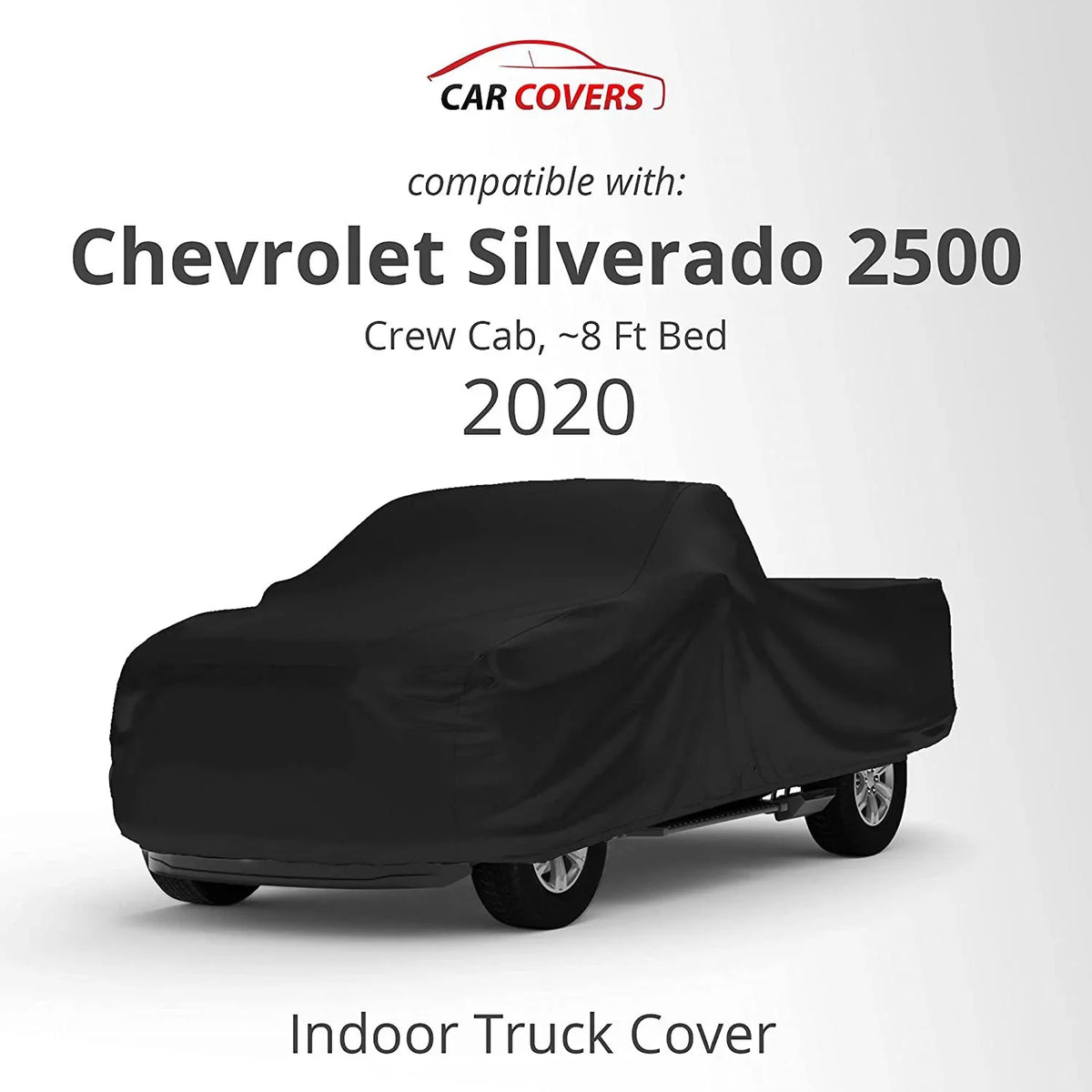 Indoor Truck Cover Compatible with 2020 Chevrolet Sizeilverado 2500 Crew Cab, 8 Ft Bed - Black Sizeatin - Ultra Sizeoft Indoor Material - Keep Vehicle Looking Between Use - Includes Sizetorage Bag