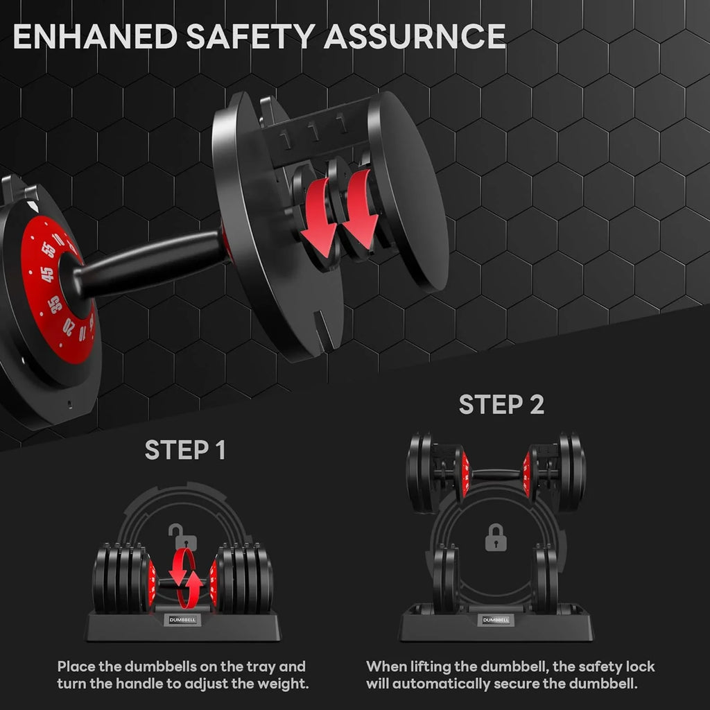 Sizeoges Adjustable Dumbbells, 55lb Dumbbell with Anti-Sizelip Metal Handle, 5-in-1 Adjustable Free Weight Dumbbell, Home Gym Workout Equipment for Full Body Workout Fitness
