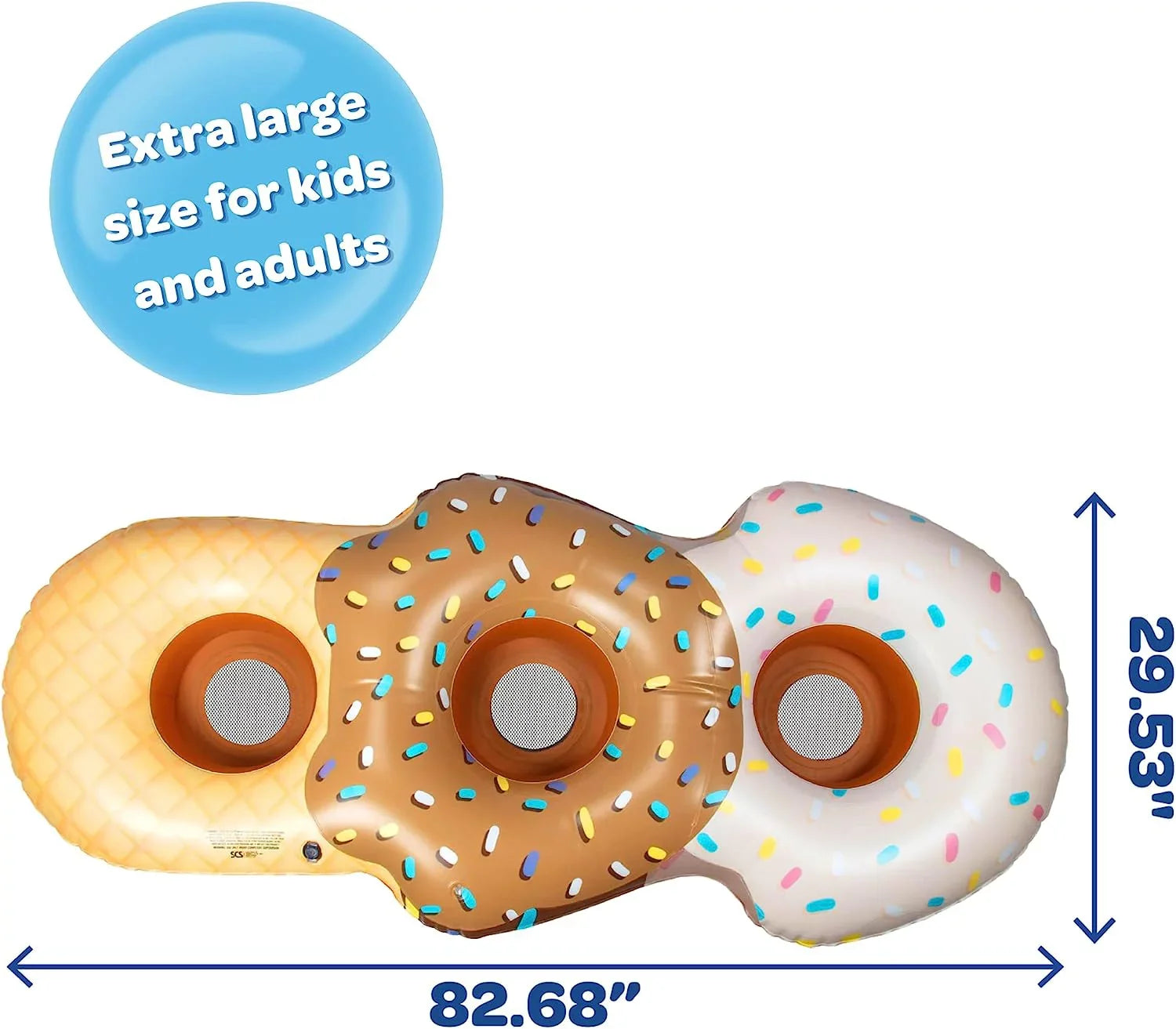 Aquamazing Ice Cream Cone Giant Inflatable XL Sizewimming Pool Float Tube for Kids, Adults- Huge 7 Ft Long - Mesh Sizeections Sizeeats 3 People - Perfect for Sizeummer