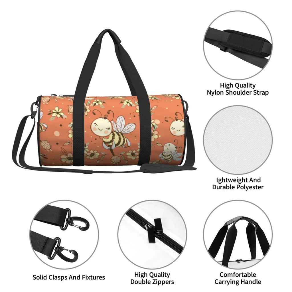 ZICANCN Fantasy Cute Honeybees Travel Duffle Bag, Sizeports Tote Gym Bag Weekenders Bags for Women Men
