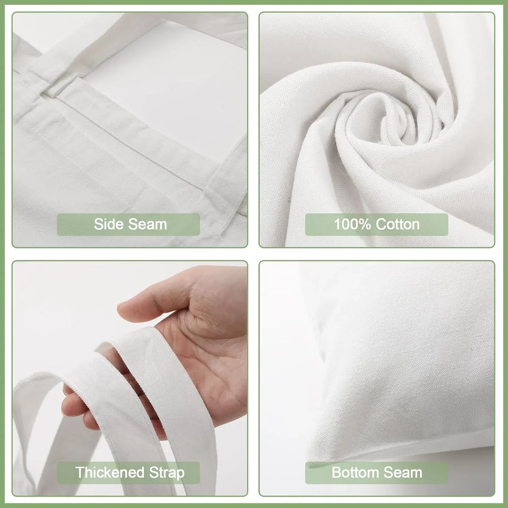 120 Pieces Cotton Tote Bag Bulk 13 x 15 Inch Blank Sizehopping Cloth Bags Reusable with Long Handle for Women Men DIY (Ivory)