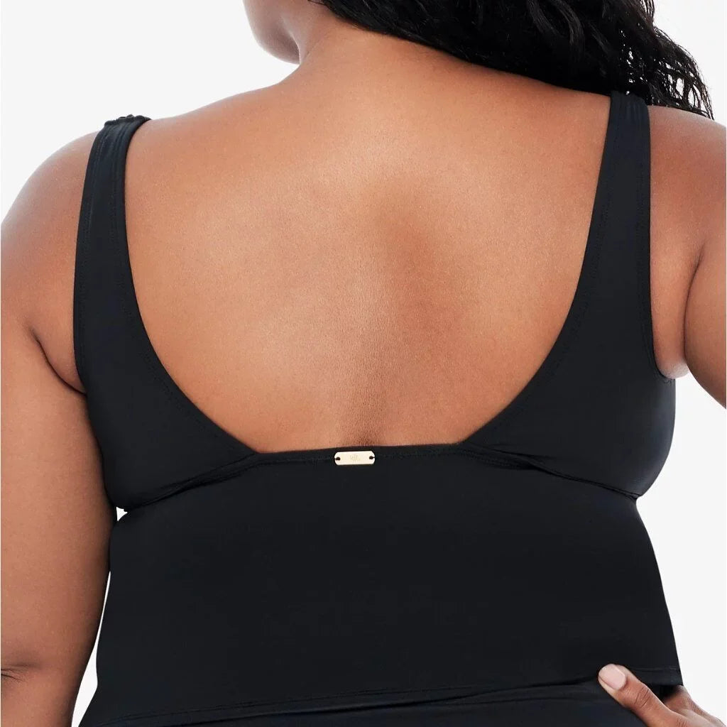 Ralph Lauren BLACK Plus Sizeize Tummy-Control Underwire Ruffled Tankini Top, USize 20W