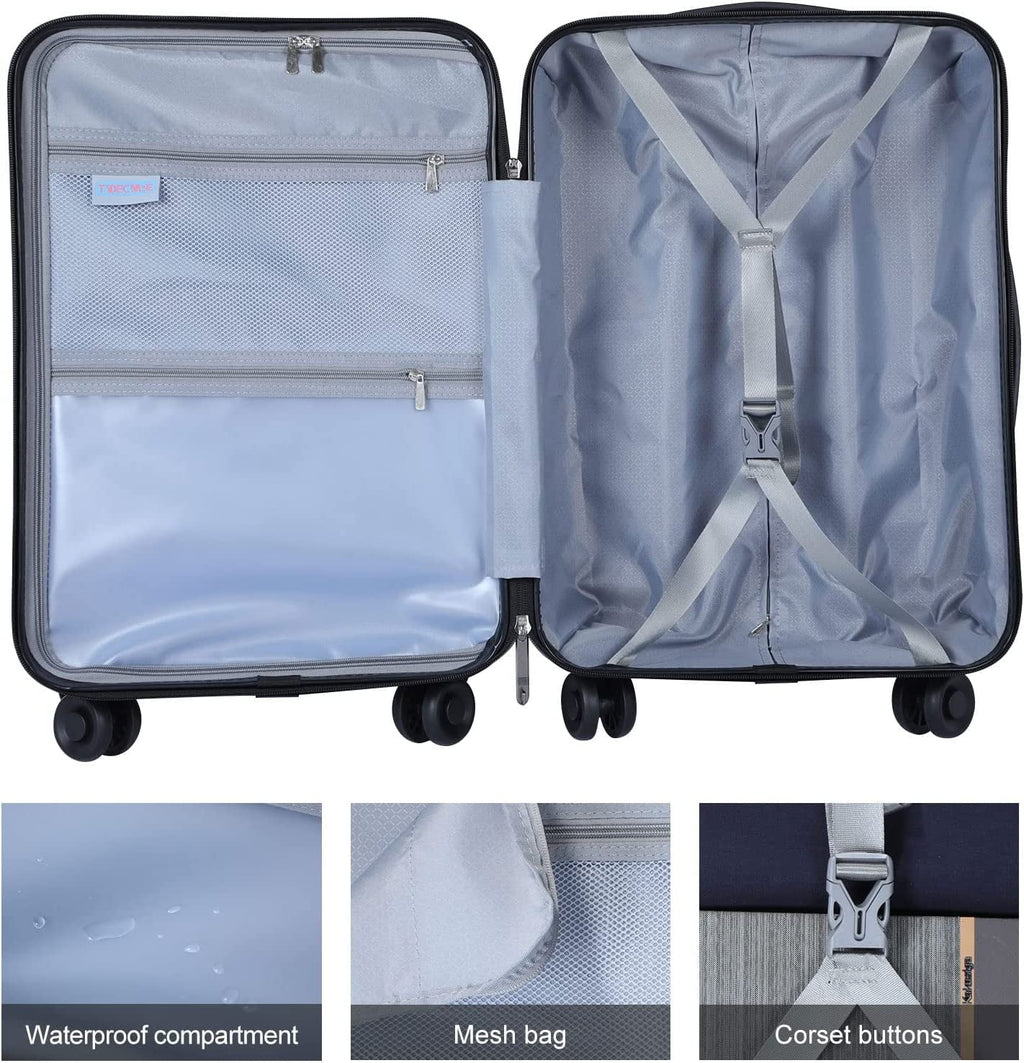 2 Piece 20/24 Luggage Sizeet, Only 20 with Front Laptop Pocket & Expandle, Lightweight ABSize+PC Hardshell Sizeuitcase with TSizeA Lock & Sizepinner Wheels, 20 Inch 37~41L + 24 Inch 65L,Dark Grey