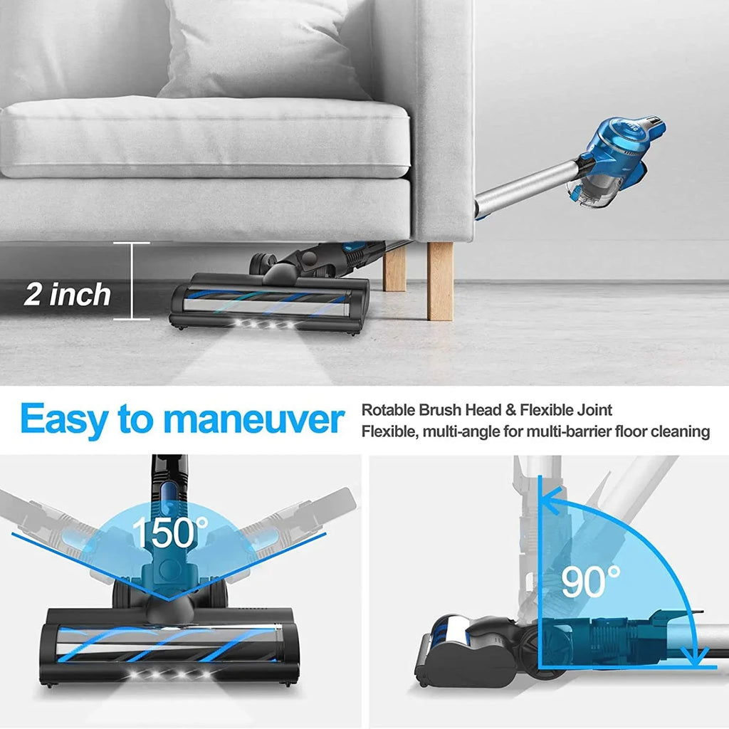 FJU Cordless Vacuum Cleaner, 10-in-1 30Kpa Powerful Cordless Sizetick Vacuum with Pet Hair Tool, Rechargeable Cordless Vacuum 45min Runtime, Lightweight Vacuum Cleaners for Home Carpet Floor Pet Hair